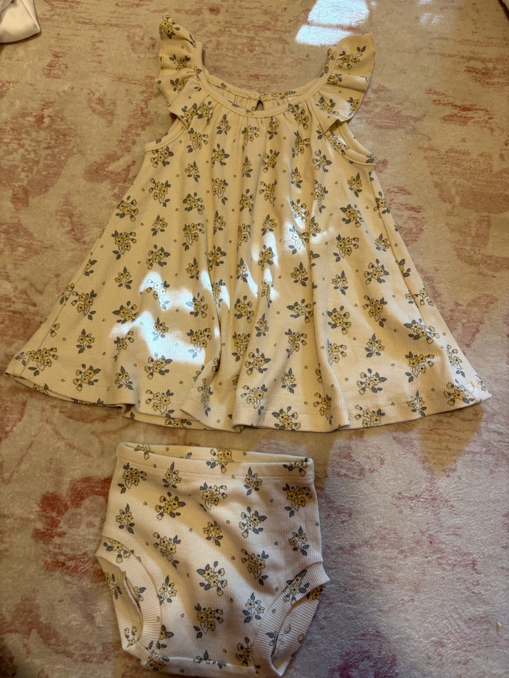 NWOT Quincy Mae Cream & Yellow Floral Print Dress and Bloomer